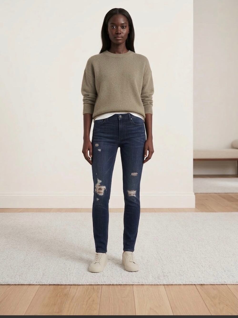 WHITE HOUSE BLACK MARKET The Skinny Jeans with Sequin Distress NWT Size 4